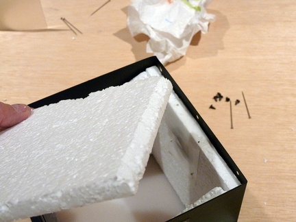 9.  I bevelled the top edge of the top foam piece so it would fit under the cover.