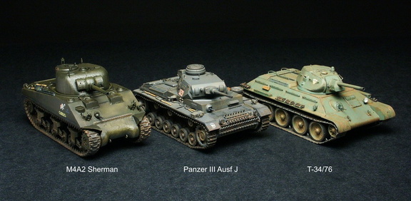 Size Comparison:  Sherman vs Panzer III vs T-34