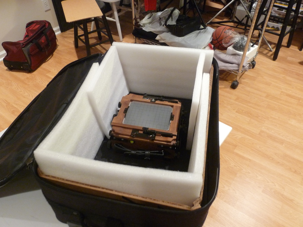 Carry-on bag custimized for use as camera case